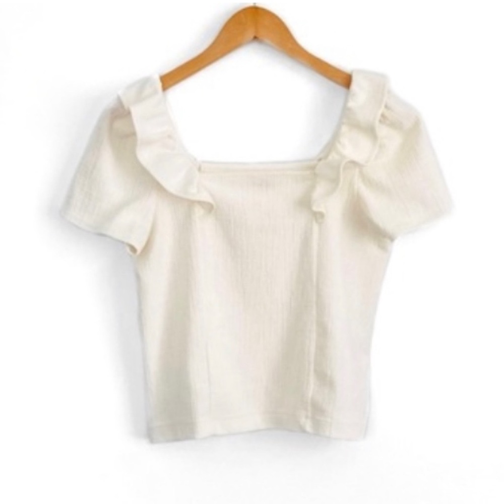 Madewell Crosshatch Ruffled Top